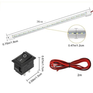 2x 48LED ПОТОЛОЧНЫЙ СВЕТИЛЬНИК С ВЫКЛЮЧАТЕЛЕМ ДЛЯ КАБИНЫ КАМЕРЫ ПРИЦЕПА 12 В
