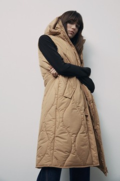 Zara długa pikowana kamizelka camel 40 L