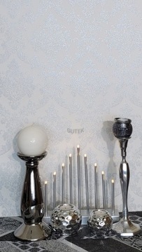 Tapeta srebrne ornamenty na białym tle 13701-30