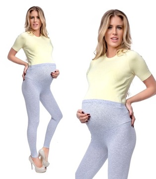 LEGGINSY CIĄŻOWE bawełniane getry z panelem ciążowym L/40
