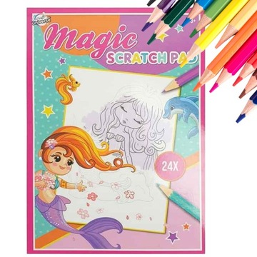MAGICZNY BLOK ZDRAPKA ZDRAPYWANKA 24 ARKUSZE 3+ SYRENKA Z KORONĄ