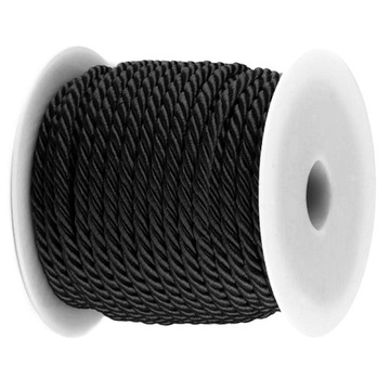 SZNUREK OZDOBNY 2-żyłowy 3,2mm/25m CZARNY