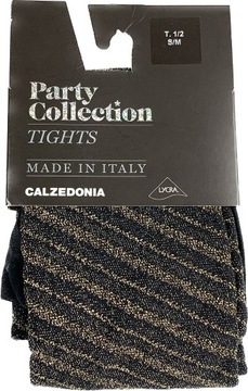 CALZEDONIA RAJSTOPY brokat złoto PASECZKI 1/2