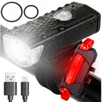 LAMPKA ROWEROWA LED TYŁ PRZÓD DO ROWERU ZESTAW USB