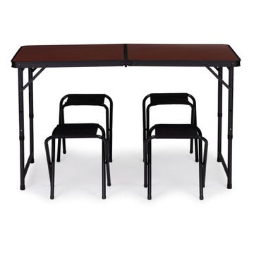 Туристический стол, складной садовый стол, чемодан, 4 стула, 120х60х70 см.