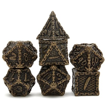 ZŁOTE WIĘZIENIE ZESTAW 7 METALOWYCH KOŚCI RPG