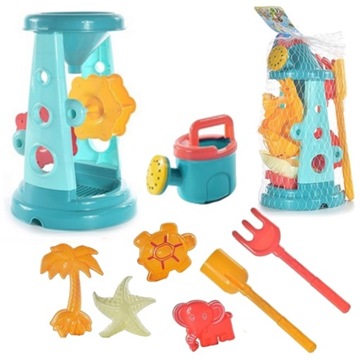 MŁYNEK Z SITKIEM + FOREMKI KONEWKA SZPADEL ŁOPATKA 8 EL