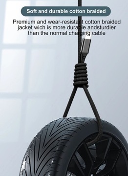 Kabel czarny 5 metrów 6A USB-A do USB-C 5m. 6 Amper