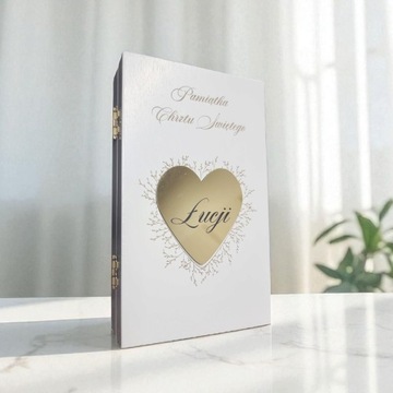 Skrzynka na banknoty prezent z okazji chrztu świętego grawer personalizacja