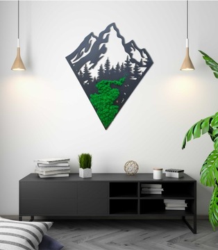 GÓRY z mchem 80cm obraz dekoracja chrobotek górski pejzaż żywy obraz DELUX