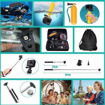 НАБОР XXL АКСЕССУАРОВ GOPRO HERO 12 11 10 9 8 7 6 GoPro ЧЕХОЛ-ШТАТИВ 50в1