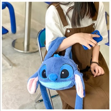 СУМКА НА ПЛЕЧЕ LILO AND STITCH, СИНЯЯ ПЛЮШЕВАЯ, ВМЕСТИМОСТЬ ДЛЯ ДЕВОЧКИ