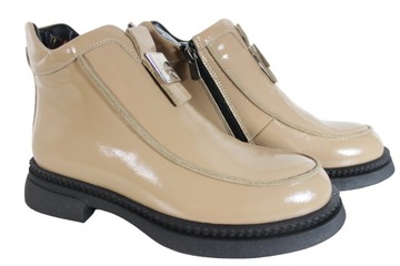 Botki Ravini 148.1608 R.38 Skóra Beż Lakier