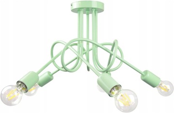 Lampa Sufitowa Dziecięca Zakręcona Loft Pastele Seledyn Zieleń Edison Led