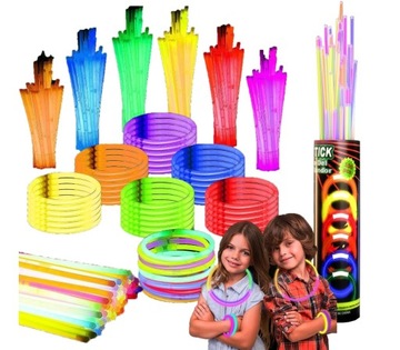 Светящиеся флуоресцентные браслеты, браслеты с химическим светом, 100 палочек