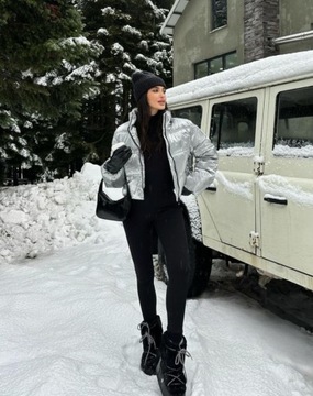 Zara SKI Collection kurtka puchowa Silver narty snowboard XS 34 W62
