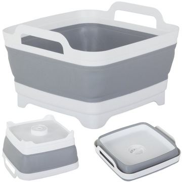 СКЛАДНАЯ СИЛИКОНОВАЯ ЧАШКА С ПРОБКОЙ, РУЧКА 8 Л, СКЛАДНАЯ КОРЗИНКА ДЛЯ БЕЛЬЯ