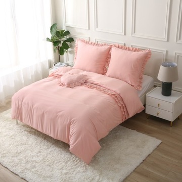 Комплект постельного белья 200 см х 220 70х80см постельное белье с рюшами и подушкой СЕРДЦЕ