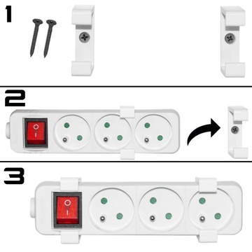 ВЕШАЛКА ДЛЯ УДЛИНИТЕЛЯ ПИТАНИЯ, ЭЛЕКТРИЧЕСКАЯ ПОЛОСКА, БЕЛАЯ УЗКАЯ, МАЛЕНЬКАЯ