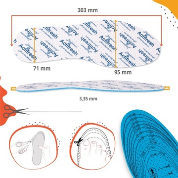Стельки для обуви ACTIFRESH антибактериальные, против пота, резаные, 5 пар, 32-46