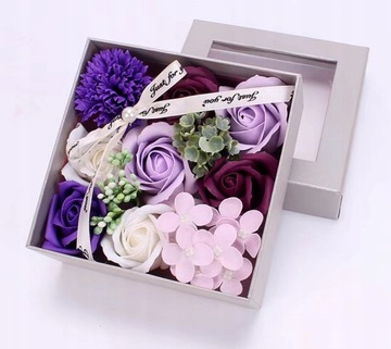 Flowerbox mydlane róże kwiaty dzień kobiet matki