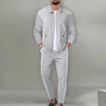 Spring Autumn Men's Set Pure Color Casual Sportswe