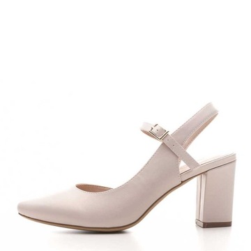 SANDAŁY CZÓŁENKA RETRO OPEN HEEL PERŁOWE 41