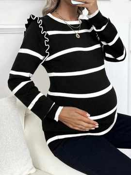 SHEIN MATERNITY SWETER DAMSKI CZARNY W PASKI M 194