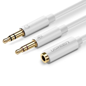 UGREEN ADAPTER KABEL ROZDZIELACZ AUX AUDIO SŁUCHAWKI MIKROFON MINIJACK 28CM
