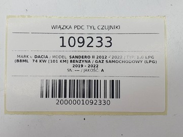 SVAZEK PDC ZADNÍ SENZOR 240155245R 253A42318R DACIA SANDERO II