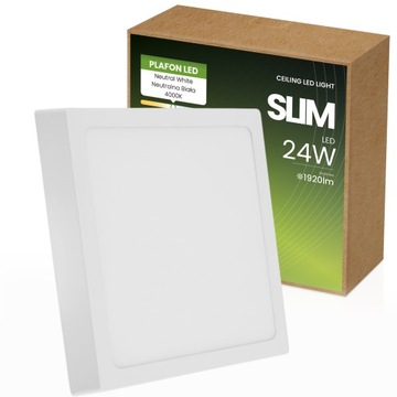 Panel LED 24W PLAFON NATYNKOWY KWADRATOWY LAMPA SUFITOWA OPRAWA ŚCIENNA