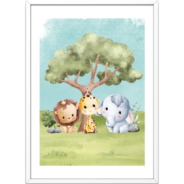3 PLAKATY DZIECIĘCE 30x40 ZWIERZĄTKA SAFARI WZORY