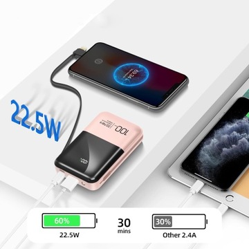 POWERBANK MINI POWER BANK 10000 мАч ДЛЯ КАЖДОГО ТЕЛЕФОНА USB-C/USB/LIGHTNING