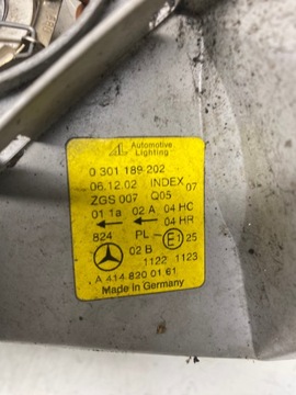 MERCEDES VANEO SVĚTLOMET SVĚTLO PRAVÝ PŘEDNÍ EU A4148200161