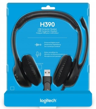 Słuchawki Z Mikrofonem Logitech H390 USB 1,9M CZARNE 20Hz-20kHz DO PRACY