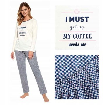 CORNETTE Piżama Damska 100% Bawełna Coffee S