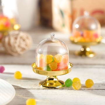 12 SZT PLASTIKOWYCH MINI PUDEŁKA NA CIASTA ZE ZŁOTĄ PODSTAWĄ