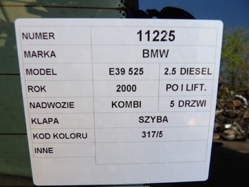 BMW E39 VÍKO KUFRU ZADNÍ 317/5