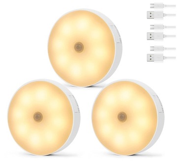 3Szt LAMPKA NOCNA LED Z CZUJNIKIEM RUCHU 400mAh