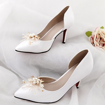 ПРЯЖКИ ДЛЯ ОБУВИ ЦВЕТЫ СВАДЕБНЫЕ УКРАШЕНИЯ УКРАШЕНИЯ С ЖЕМЧУГОМ ЗАЖИМЫ СЪЕМНЫЕ PLN