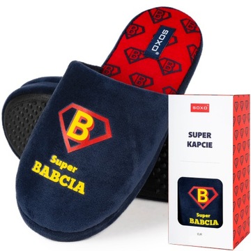 SUPER BABCIA KAPCIE SOXO DLA BABCI PREZENT NA DZIEŃ BABCI GRANATOWE 38-39