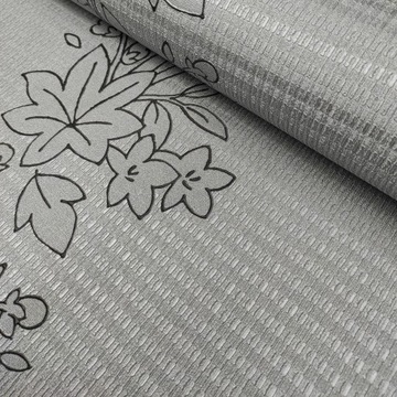 WINYLOWA TAPETA OBIEKTOWA SREBRNA KWIATY 70336