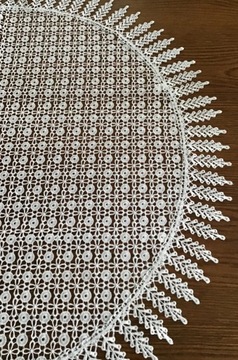 Obrus Biały Okrągły Cały Koronkowy 110cm