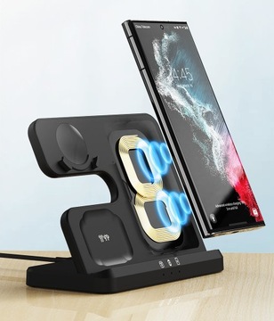 Ładowarka Bezprzewodowa Indukcyjna Szybka do Samsung 3w1 Zasilacz 25W