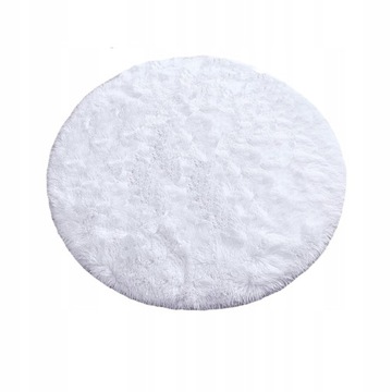 BIAŁY DYWAN SALON OKRĄGŁY 130 cm MIĘKKI PLUSZOWY