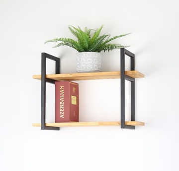 Półka Wisząca Metalowa Ścienna 43cm Czarna LOFT