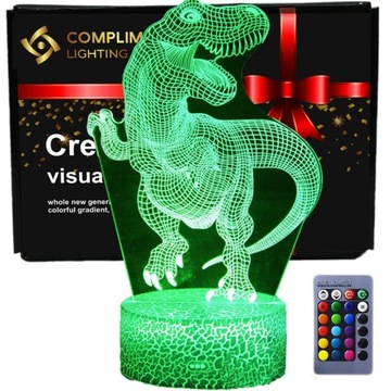 3D USB светодиодный ночник + пульт дистанционного управления Динозавр Ти-Рекс