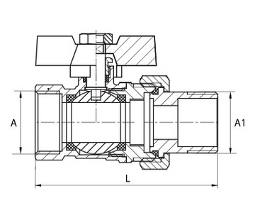 Zawór kulowy z dławicą 3/4 ze śrubunkiem