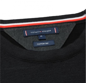 Klasyczny Męski Sweter Tommy Hilfiger Okrągły Dekolt Czarny r. S