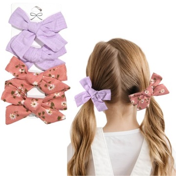 ZESTAW SPINEK DLA DZIECKA KOKARDA KWIATY FIOLET